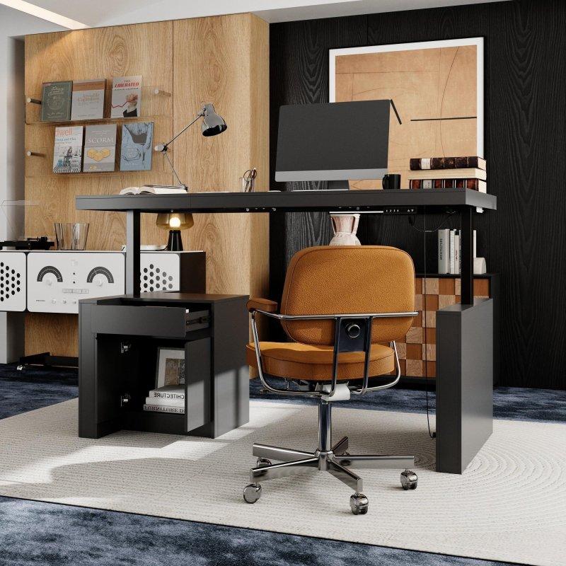 Siyah Metal Elektrikli Yüksekliği Ayarlanabilir MDF Ofis Masası - 181x81 cm - 327524