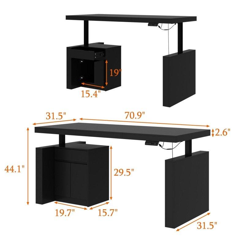 Siyah Metal Elektrikli Yüksekliği Ayarlanabilir MDF Ofis Masası - 181x81 cm - 327524