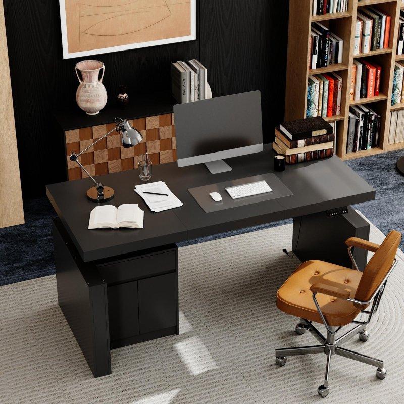 Siyah Metal Elektrikli Yüksekliği Ayarlanabilir MDF Ofis Masası - 181x81 cm - 327524 Siyah Metal Elektrikli Yüksekliği Ayarlanabilir MDF Ofis Masası - 181x81 cm - 327524