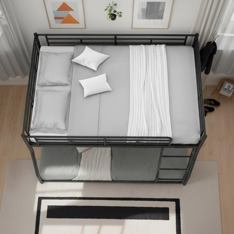 Siyah Metal Full XL Üzeri Queen Merdivenli Ranza - 159x210 cm - 246332