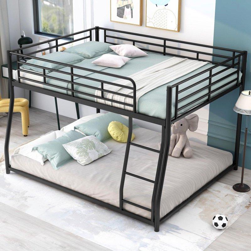 Siyah Metal Full XL ve Queen Yataklı Ranza - 210x159 cm - 249865