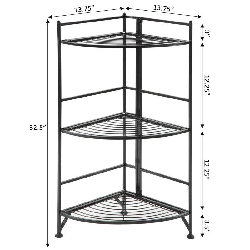 Siyah Metal Katlanabilir 3 Raflı Köşe Kitaplık - 35x35x83 cm - 315137