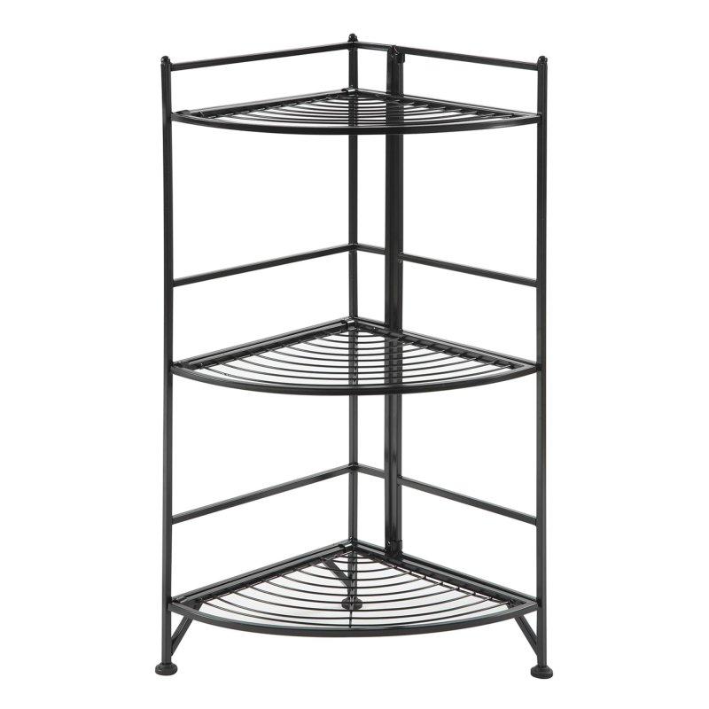 Siyah Metal Katlanabilir 3 Raflı Köşe Kitaplık - 35x35x83 cm - 315137