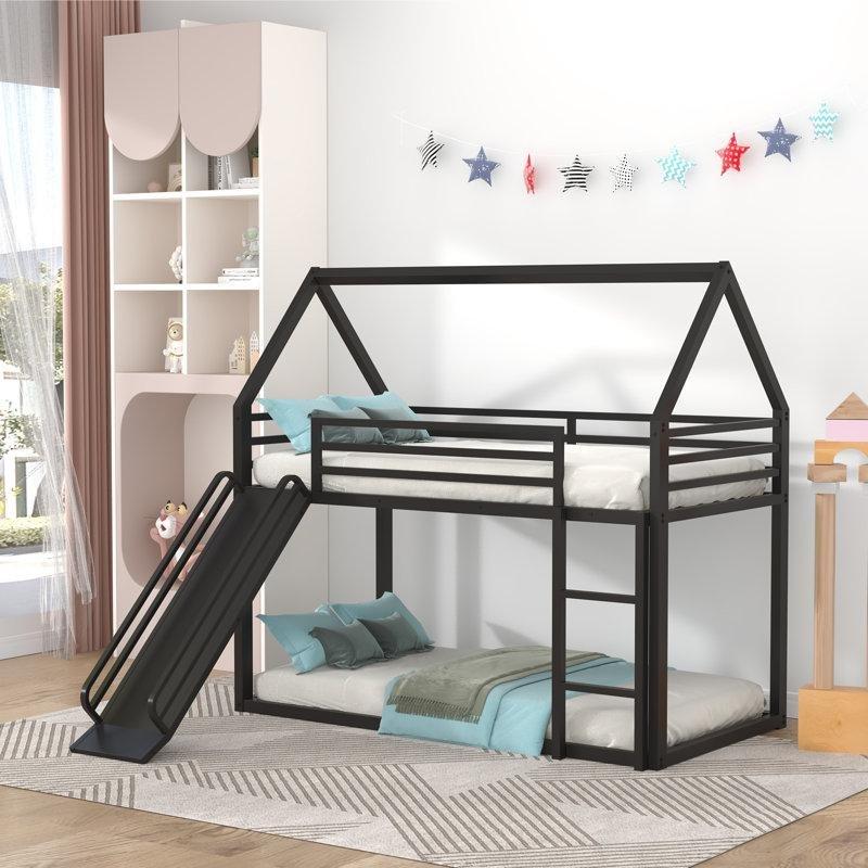 Siyah Metal Kaydıraklı Ev Tasarımlı Ranza - 103x195 cm - 247987
