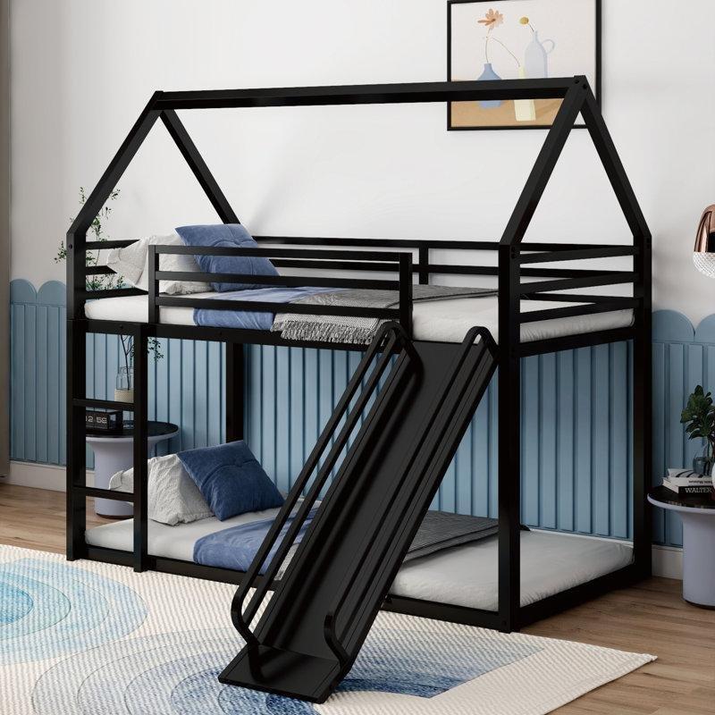 Siyah Metal Kaydıraklı Ev Tasarımlı Ranza - 103x195 cm - 247987