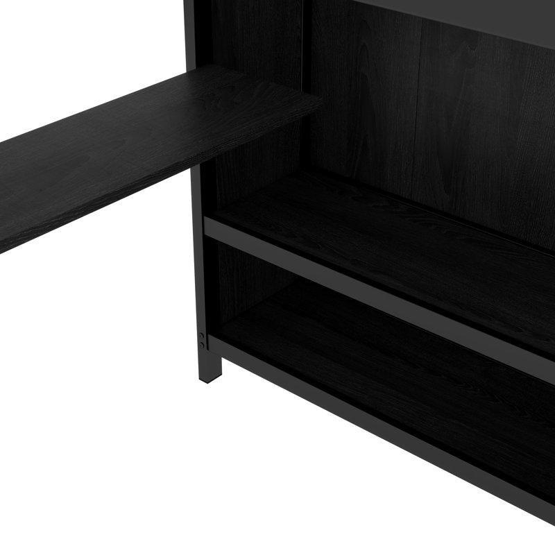 Siyah Metal L Tipi Katlanır Masalı LED Işıklı Dolaplı Ranza - 246168