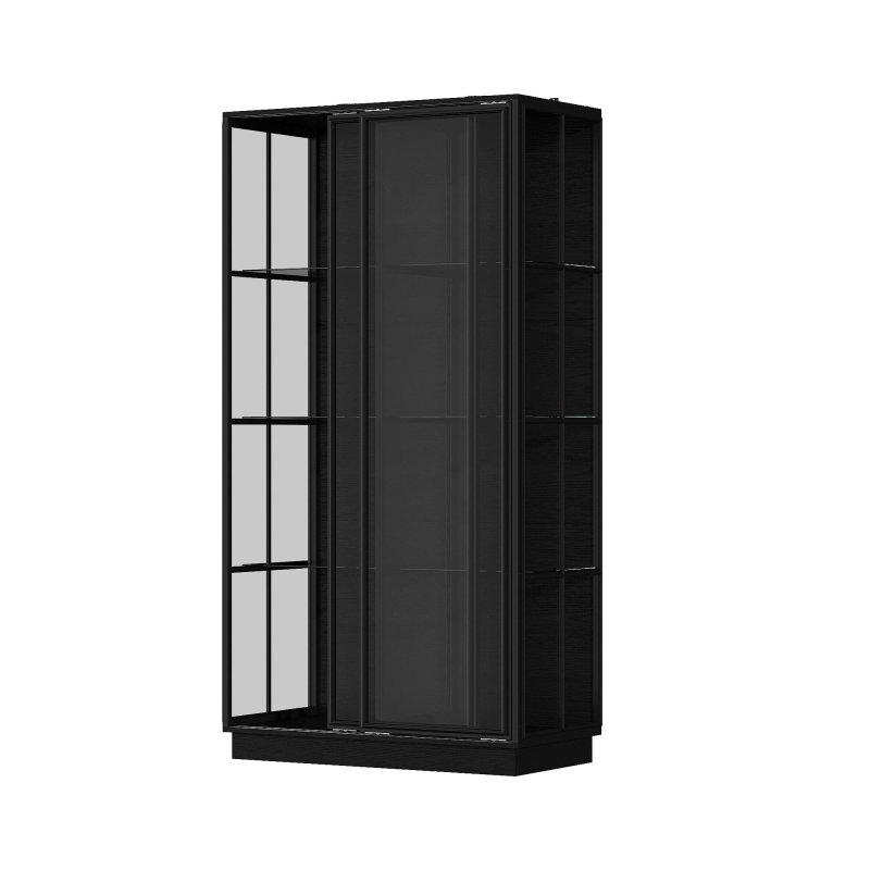 Siyah Metal LED Işıklı Cam Kapaklı Kitaplık - 192 cm - 320116