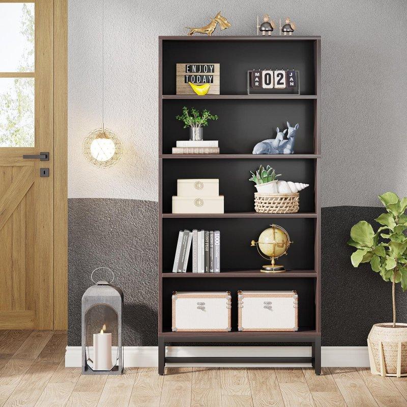 Siyah Metal Suntalam 5 Raflı Arkası Kapalı Kitaplık - 81x181 cm - 313790
