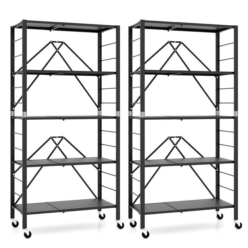 Siyah Metal Tekerlekli Katlanabilir Ayarlanabilir Raflı Kitaplık - 77x35x154 cm - 314047 Siyah Metal Tekerlekli Katlanabilir Ayarlanabilir Raflı Kitaplık - 77x35x154 cm - 314047