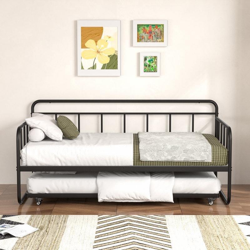 Siyah Metal Tekerlekli Yavru Yataklı Karyola - 190x104 cm - 328948