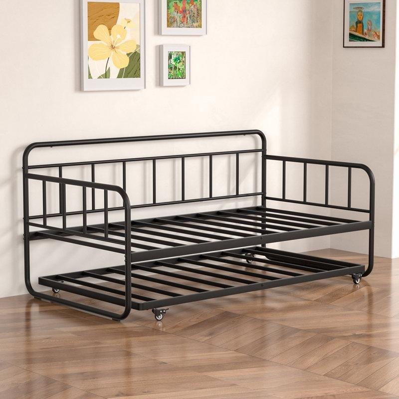 Siyah Metal Tekerlekli Yavru Yataklı Karyola - 190x104 cm - 328948