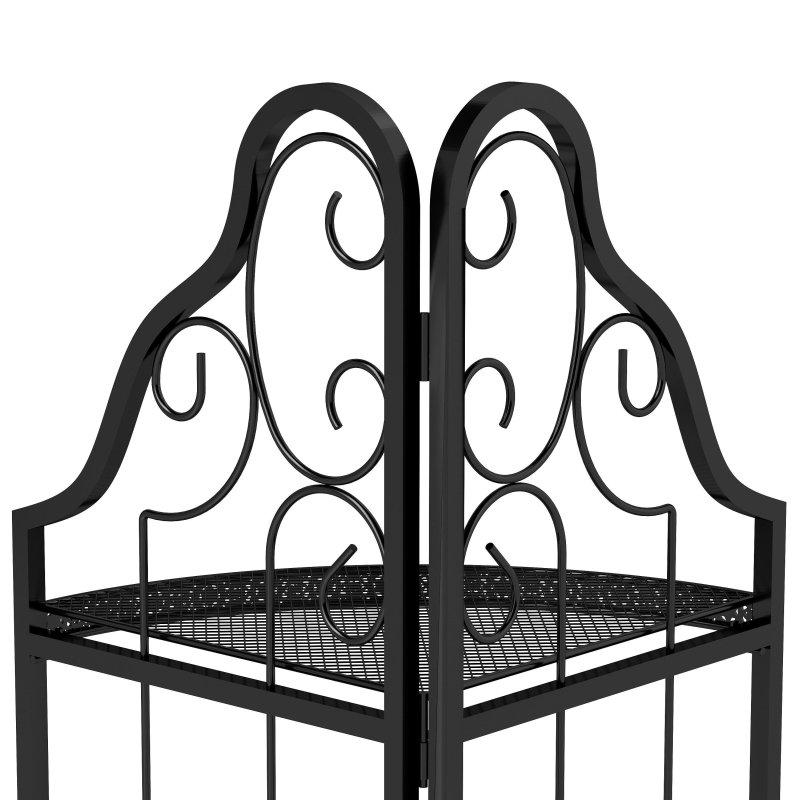Siyah Metal ve Ahşap 3 Raflı Köşe Kitaplık - 45x32x104 cm - 317363