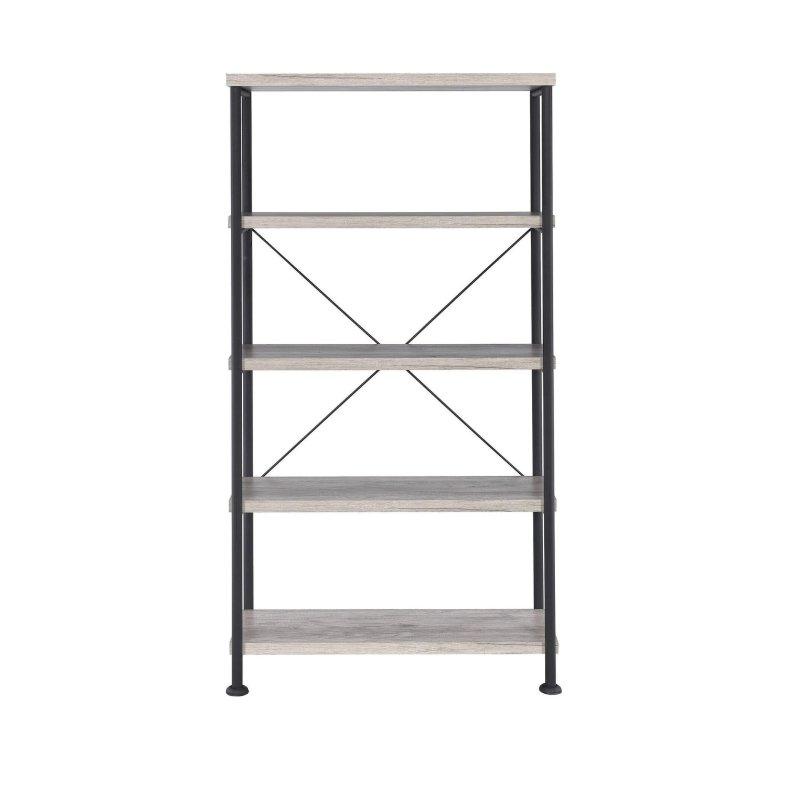 Siyah Metal ve Ahşap 4 Raflı Endüstriyel Kitaplık - 81x161 cm - 315123
