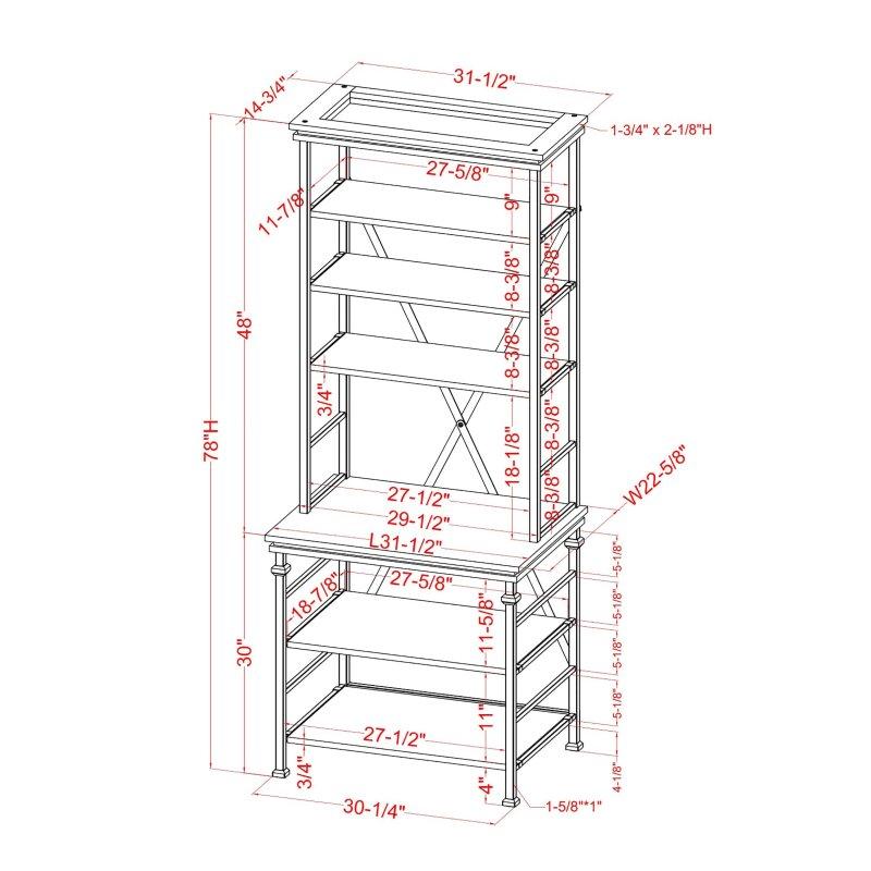 Siyah Metal ve Ahşap 6 Raflı Ayarlanabilir Kitaplık - 81x58x199 cm - 316425