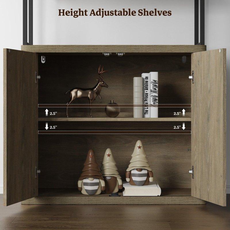 Siyah Metal ve Ahşap Kapaklı 5 Raflı Kitaplık - 180 cm - 315538