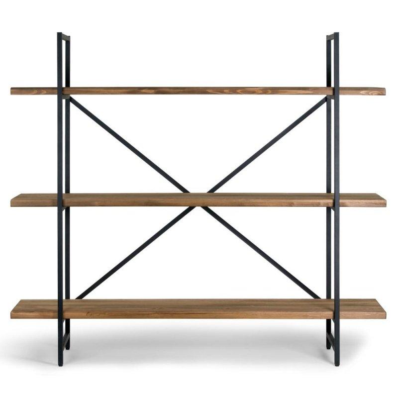 Siyah Metal ve Ceviz Rengi Çam Ağacı 3 Raflı Endüstriyel Kitaplık - 161 cm - 318571