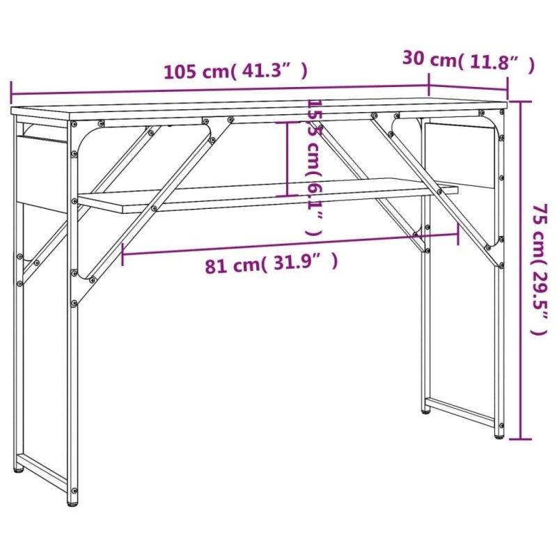 Siyah Metal ve Füme Meşe Ahşap Raflı Dresuar - 105x30x75 cm - 331458