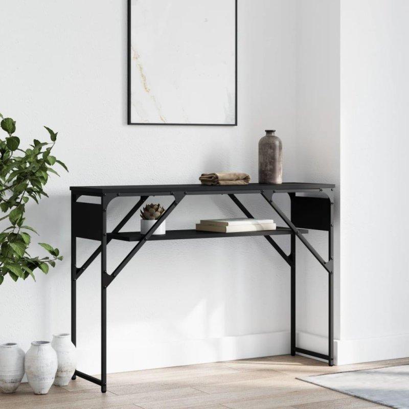 Siyah Metal ve Füme Meşe Ahşap Raflı Dresuar - 105x30x75 cm - 331458 Siyah Metal ve Füme Meşe Ahşap Raflı Dresuar - 105x30x75 cm - 331458
