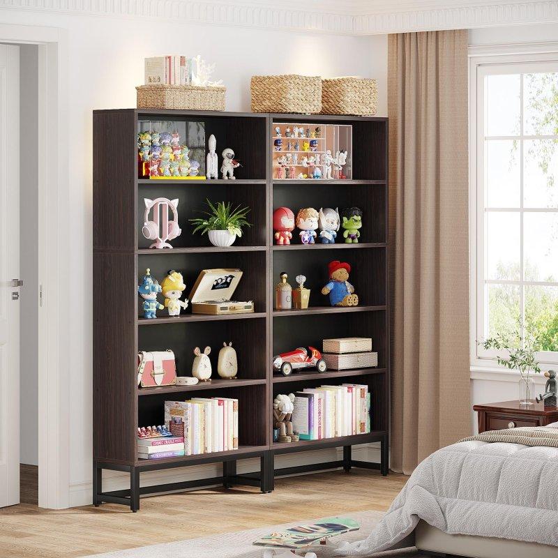 Siyah Metal ve Kahverengi Ahşap 5 Raflı Kitaplık - 81x181 cm - 316397