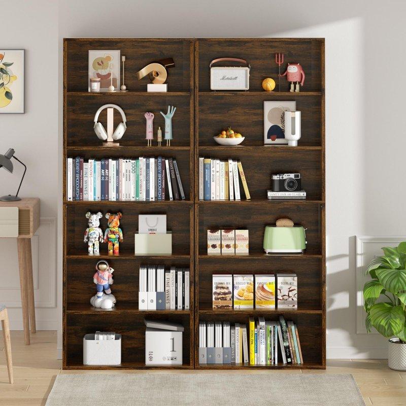 Siyah Metal ve Kahverengi MDF Endüstriyel 6 Raflı Kitaplık - 315683
