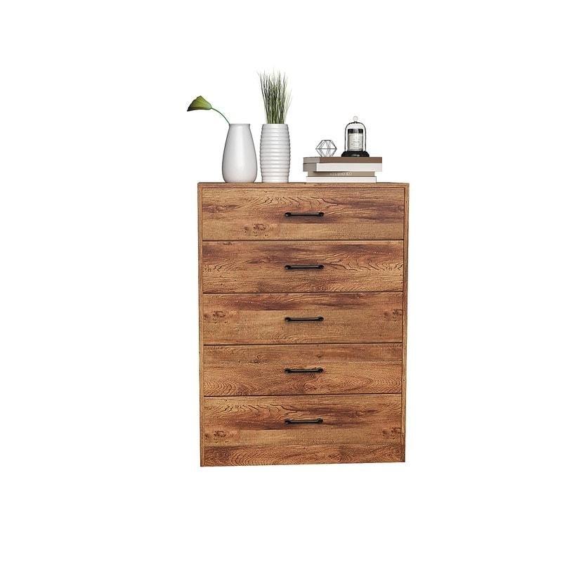 Siyah Metal ve MDF 5 Kumaş Çekmeceli Dikey Şifonyer - 70x70x94 cm - 300639