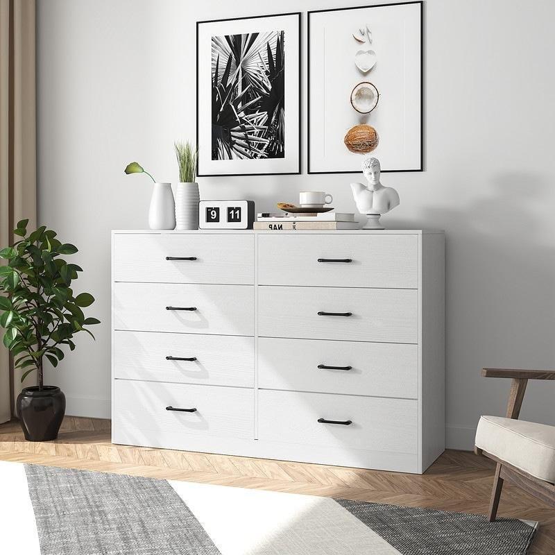 Siyah Metal ve MDF 8 Çekmeceli Ahşap Kuluplu Şifonyer - 297402