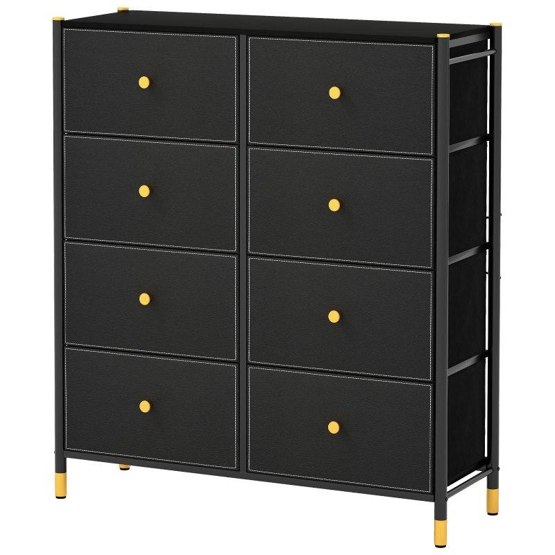 Siyah Metal ve MDF Kumaş Çekmeceli Modern Şifonyer - 306057