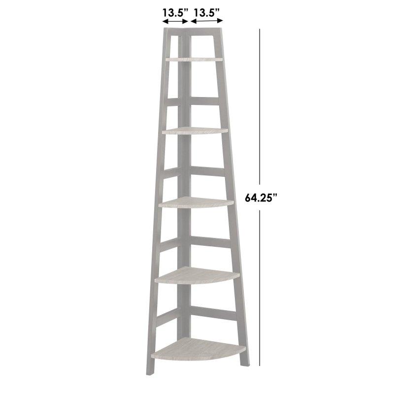 Siyah Metal ve Naturel MDF 5 Raflı Endüstriyel Köşe Kitaplık - 312401