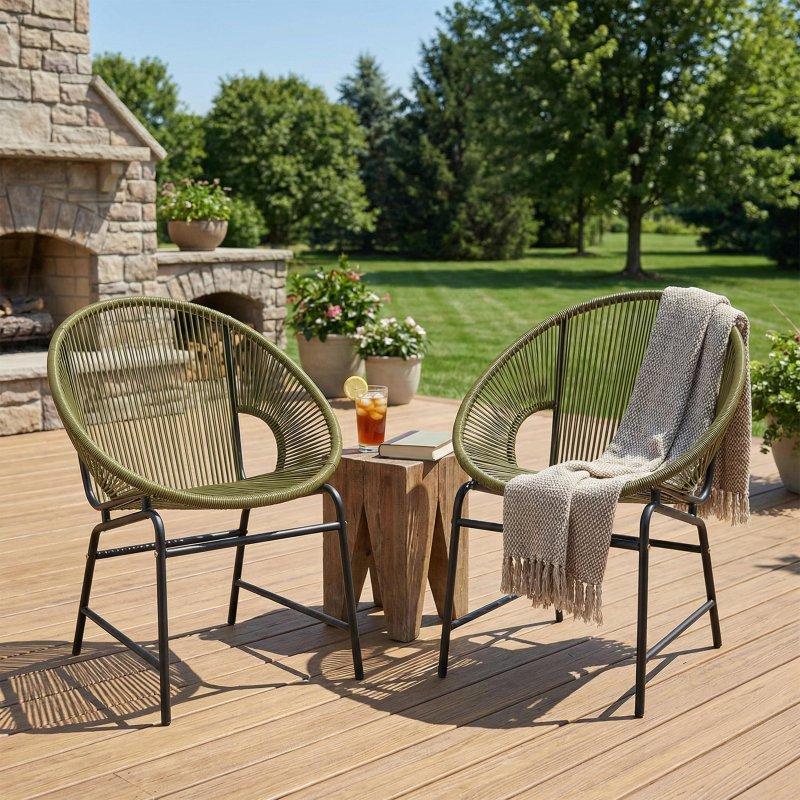 Siyah Metal ve Rattan Modern 2li Bahçe Takımı - 74x67x84 cm - 274042