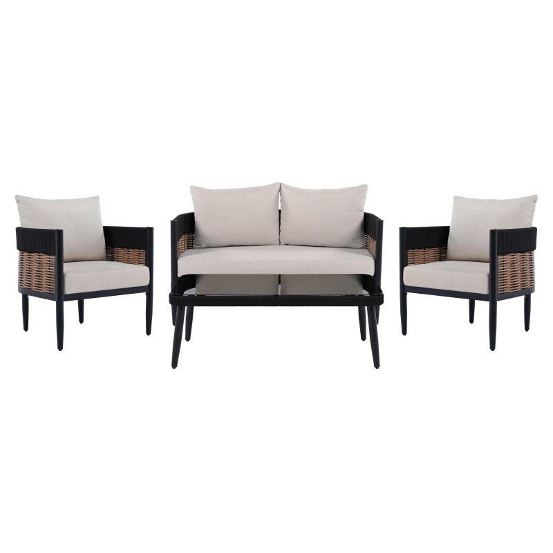 Siyah Minderli 4 Parça Bahçe Takımı - 133x72 cm - 274024