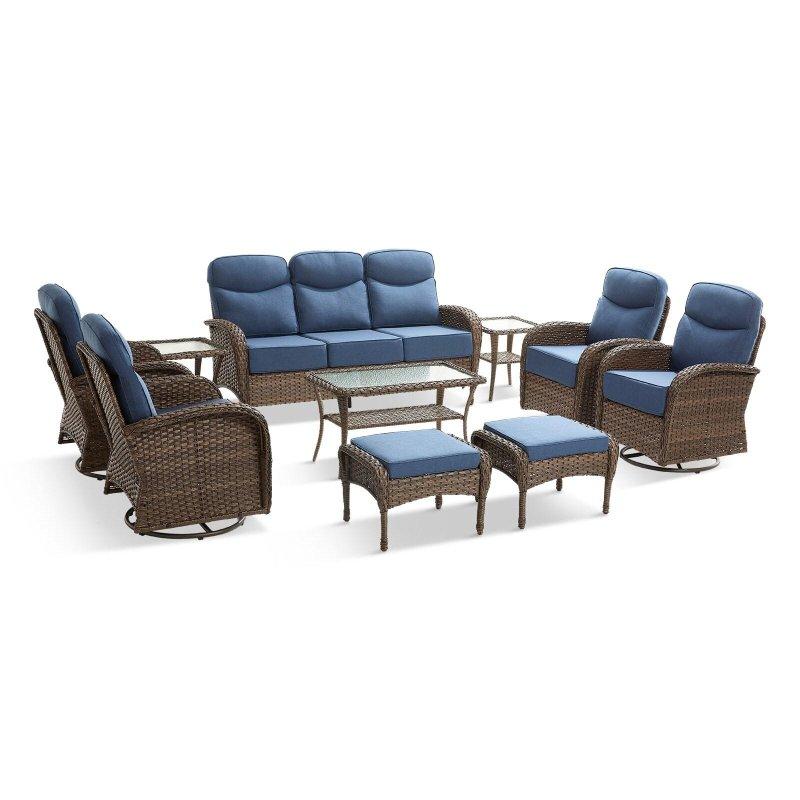 Siyah PE Rattan Döner Koltuklu ve Cam Tablalı Bahçe Takımı - 272078