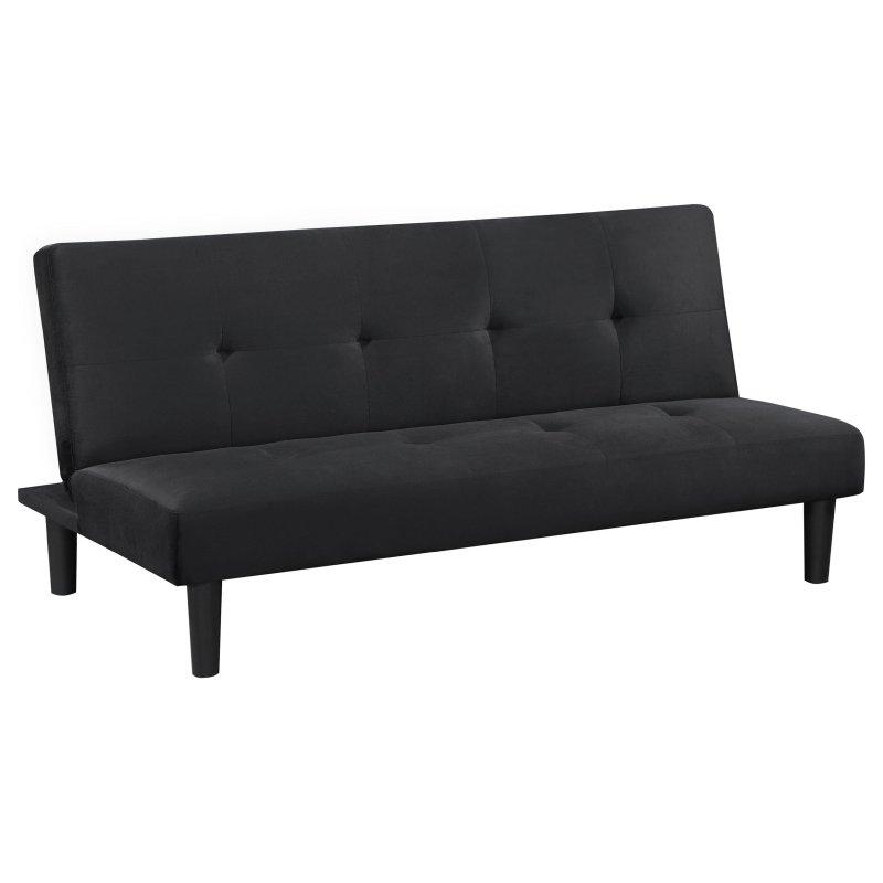 Siyah Polyester Kumaş Yatağa Dönüşebilir Kapitoneli Kolsuz Bohem Koltuk - 166 cm - 291453
