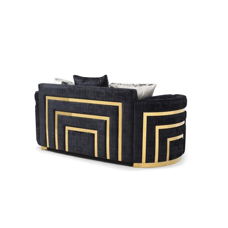 Siyah Polyester Yastık Kollu Gold Ayaklı Bohem Koltuk - 191 cm - 283112