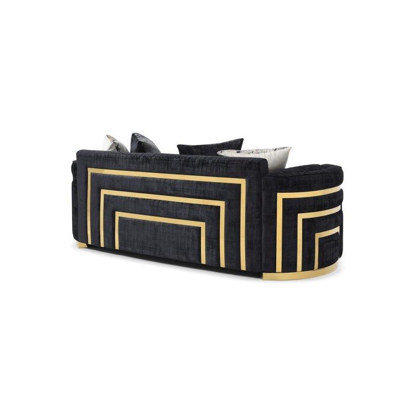 Siyah Polyester Yastık Kollu Gold Ayaklı Bohem Koltuk - 232 cm - 288443