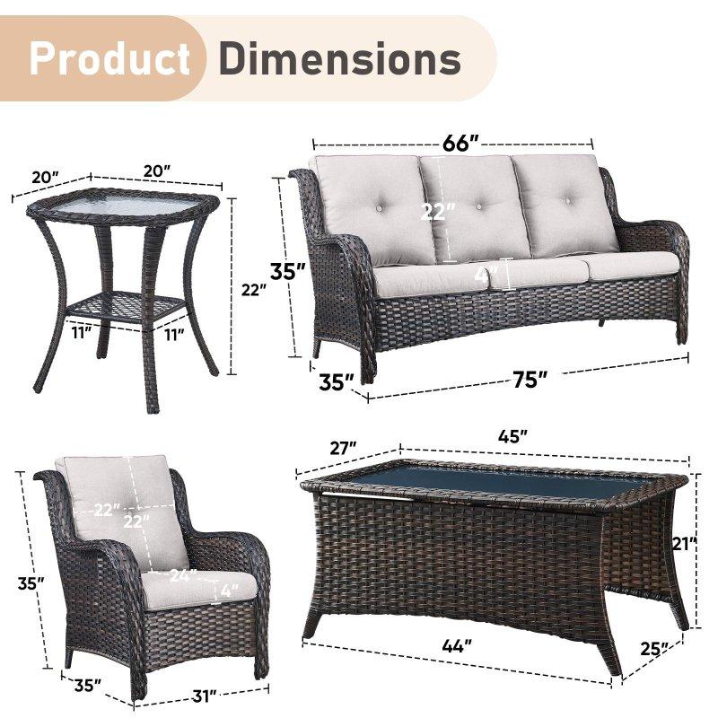 Siyah Rattan 5 Parça Yüksek Sırtlı Minderli Bahçe Takımı - 273271