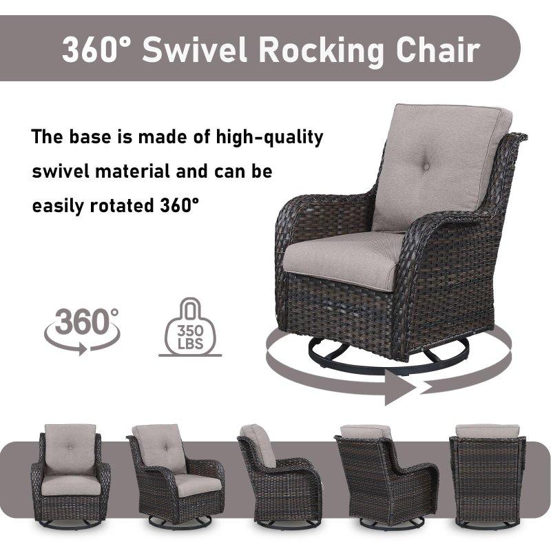 Siyah Rattan Ateş Çukurlu Dönerli ve Sallanır 4 Kişilik Bahçe Takımı - 273190
