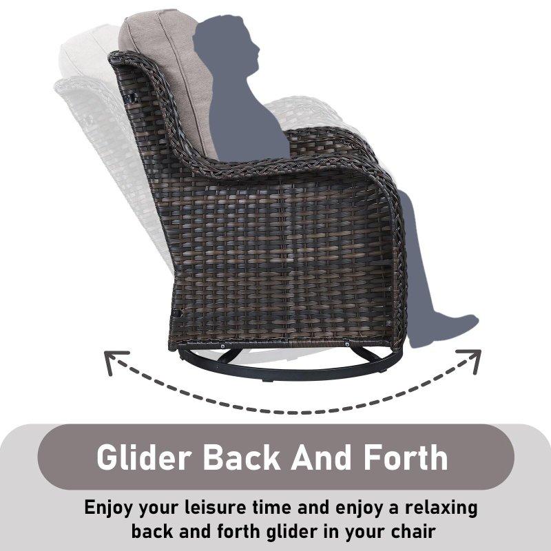 Siyah Rattan Ateş Çukurlu Dönerli ve Sallanır 4 Kişilik Bahçe Takımı - 273190
