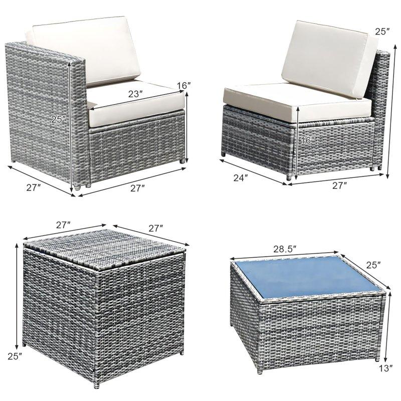 Siyah Rattan Depolama Kutulu 8 Parça Bahçe Takımı - 276966