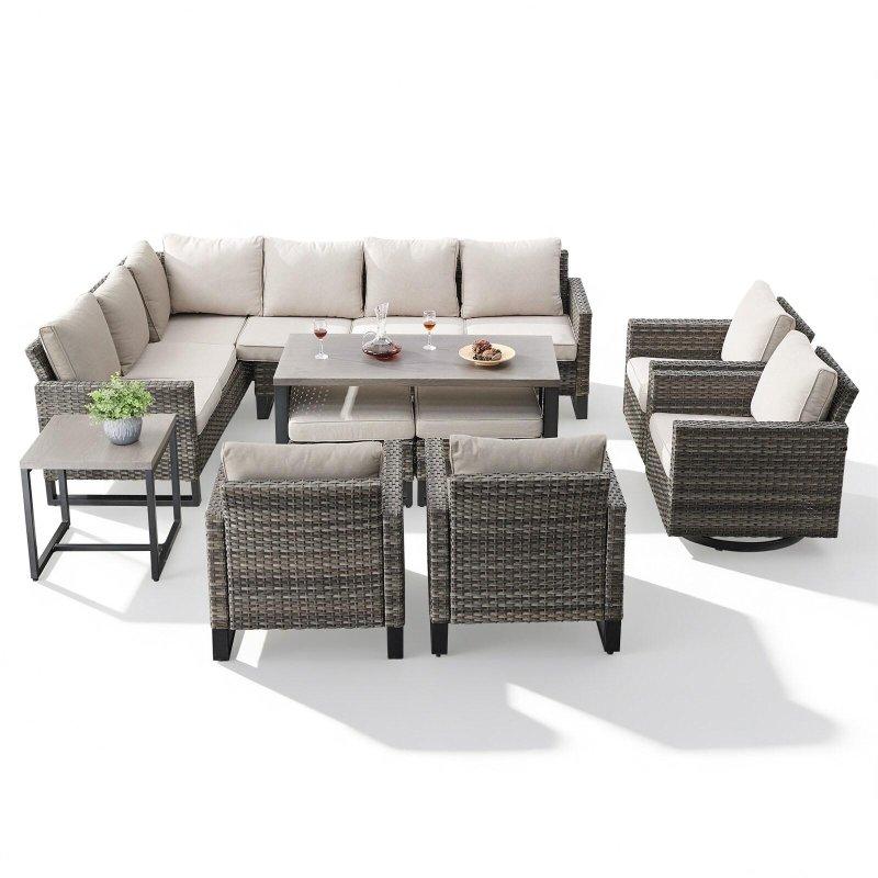 Siyah Rattan Dönerli Koltuklu Modüler Bahçe Takımı - 270473