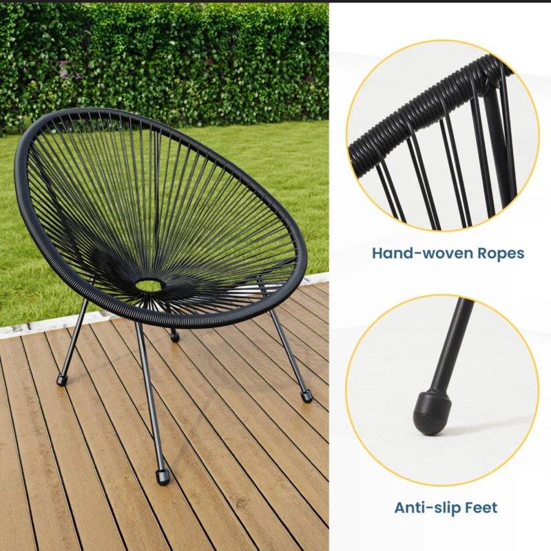 Siyah Rattan Metal 3 Parça Cam Tablalı Bahçe Takımı - 273449