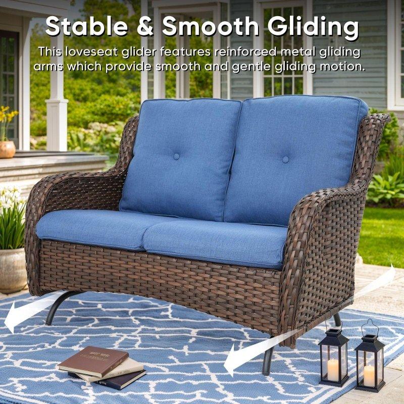 Siyah Rattan Metal Minderli Sallanır Bahçe Takımı - 274083