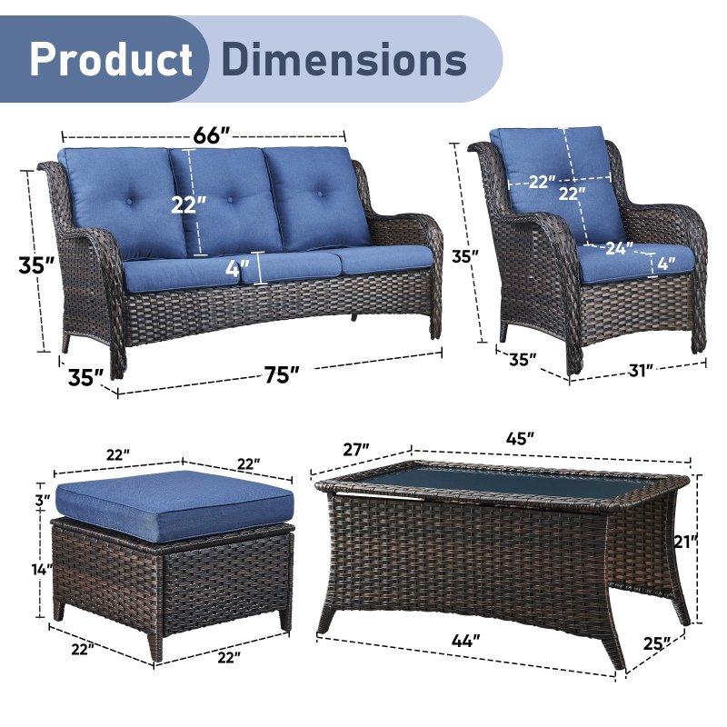 Siyah Rattan Metal Yüksek Sırtlı Minderli Bahçe Takımı - 270673