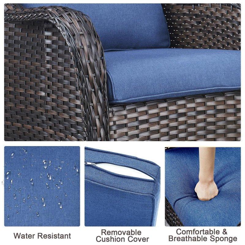 Siyah Rattan Metal Yüksek Sırtlı Minderli Bahçe Takımı - 270673