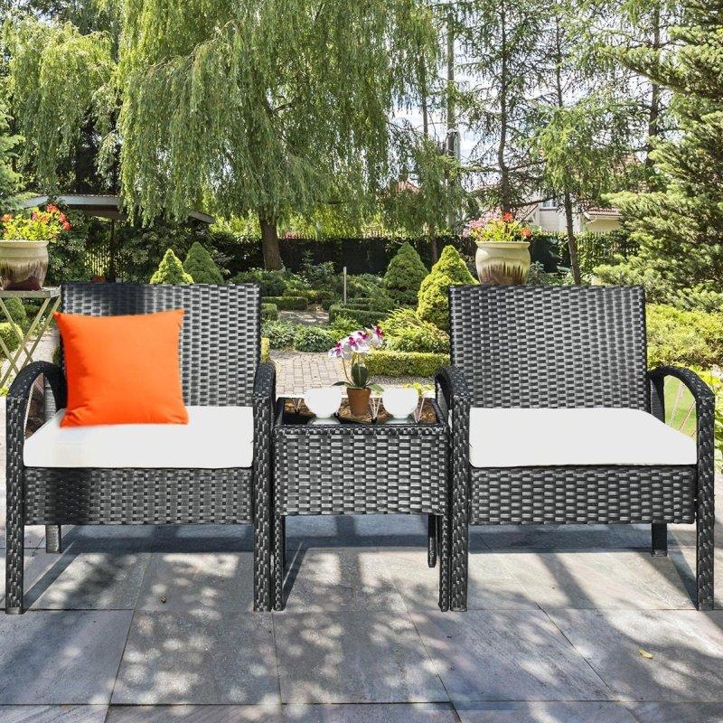 Siyah Rattan Minderli 3 Parça Bahçe Takımı - 269430