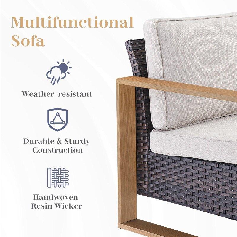Siyah Rattan Minderli 5 Parça 7 Kişilik Bahçe Takımı - 190 cm - 276930