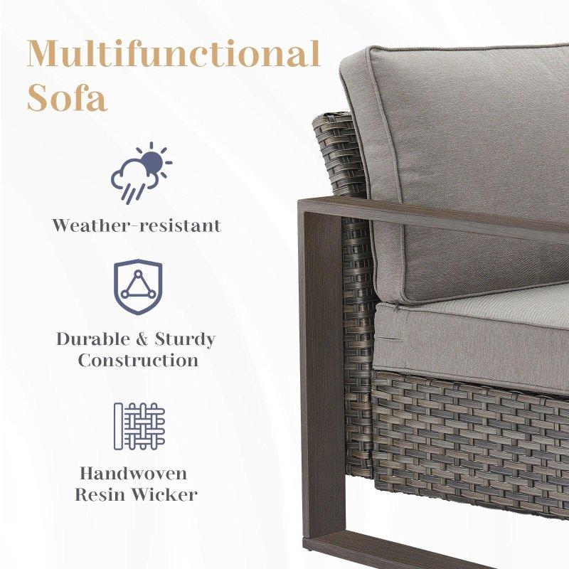 Siyah Rattan Minderli 7 Kişilik 5 Parça Yüksek Sırtlı Bahçe Takımı - 273055
