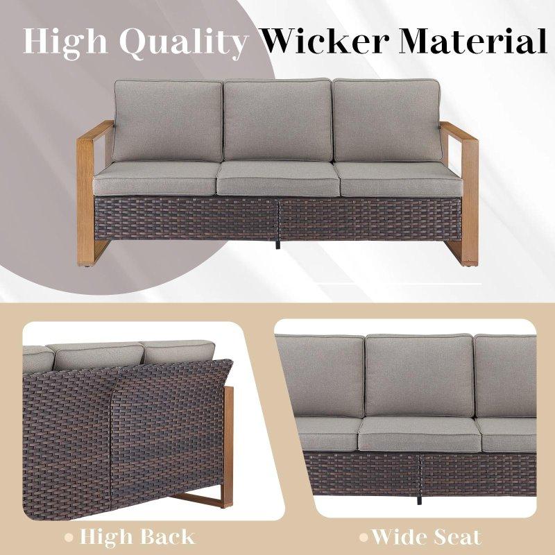Siyah Rattan Minderli 7 Parça 9 Kişilik Bahçe Takımı - 190x75x75 cm - 274705
