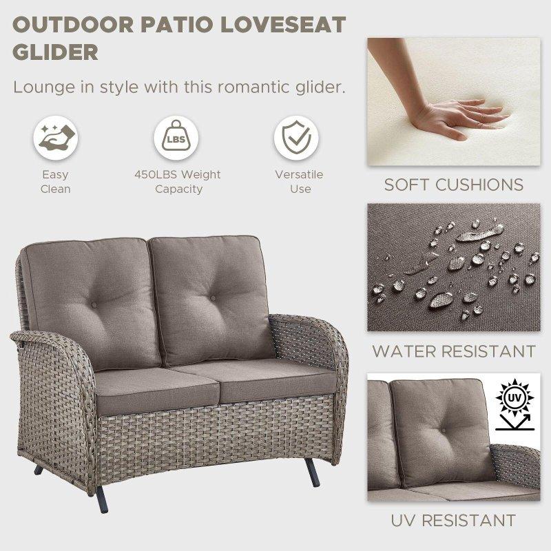Siyah Rattan Minderli Planörlü ve Sallanan 5 Parça Bahçe Takımı - 272885