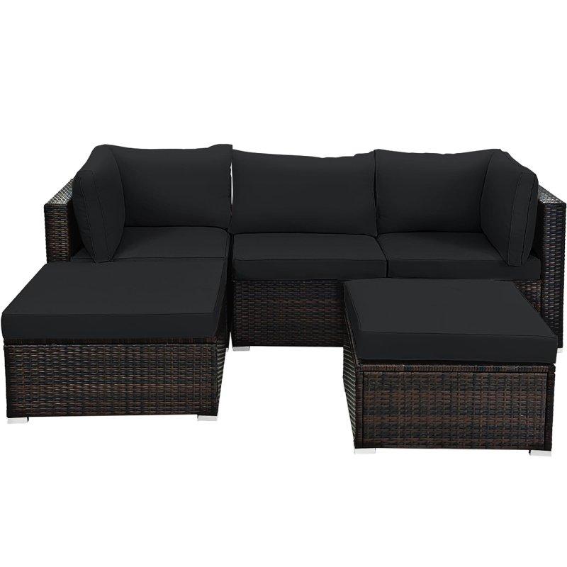 Siyah Rattan Modüler 5 Parça Bahçe Takımı - 275235