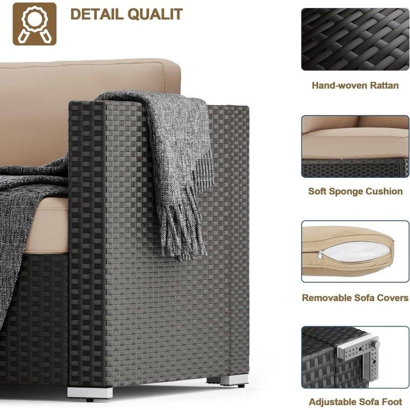 Siyah Rattan Modüler Minderli 7 Parça Bahçe Takımı - 271099